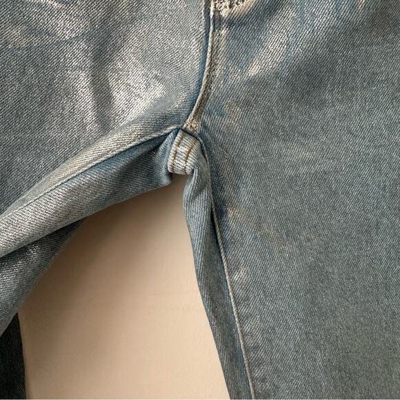Frame Le Skinny de Jeanne Women's MR Silver Metallic Denim Skinny Jeans Size 24 - Picture 6 of 6